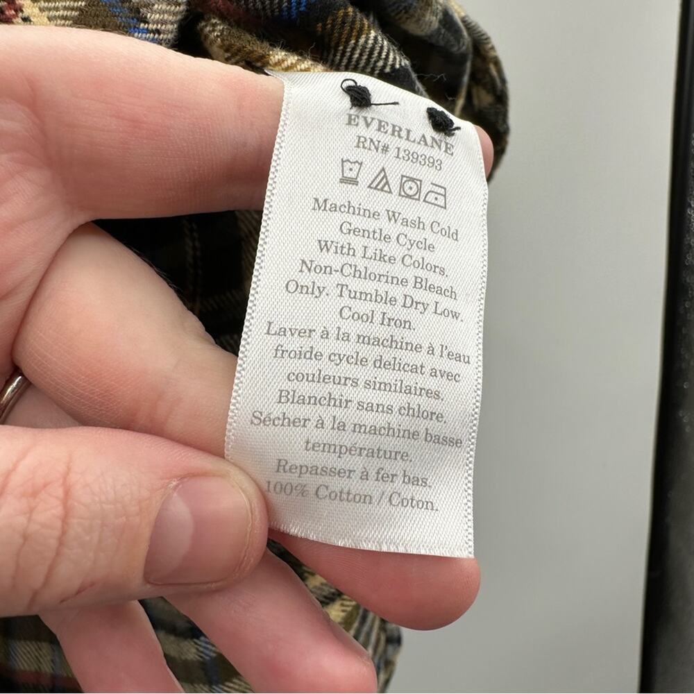 Everlane Boxy‎ Plaid Brown Multicolor Flannel Button Down Shirt Shacket Sz S NEW - Picture 8 of 10